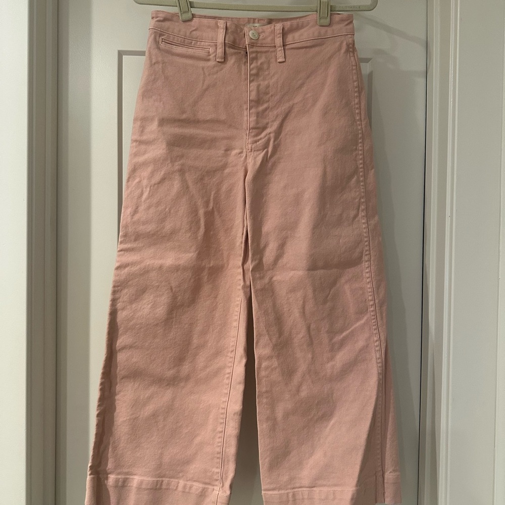 Madewell Pink Cropped Wide Leg Chinos